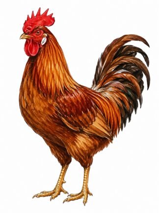 Original A Brown Leghorn Rooster Drawing