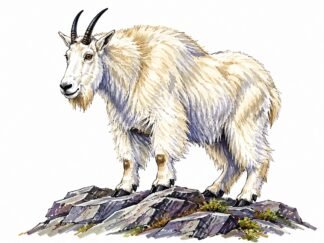Original A Mountain Goat in Glacier National Park USA Drawing