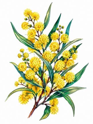 Original Acacia Wattle Flower Drawing