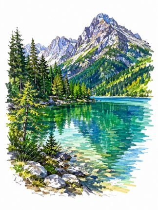 Original Achen Lake in Tyrol Austria Drawing