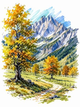 Original Ahornboden Austria Drawing