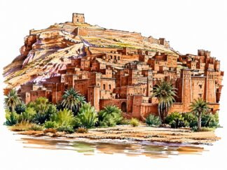 Original Ait Benhaddou Morocco Drawing