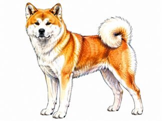 Original Akita Japanese Dog Drawing