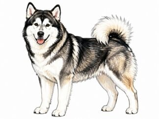 Original Alaskan Malamute Dog Drawing
