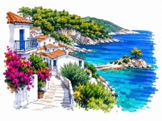 Original Alonnisos Greece Drawing