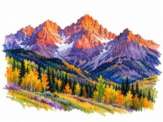 Original Alpenglow San Juan Mountains Colorado USA Drawing