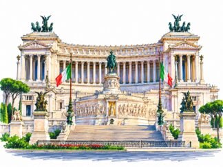 Original Altar of the Fatherland National Monument to Victor Emmanuel II Italy Drawing