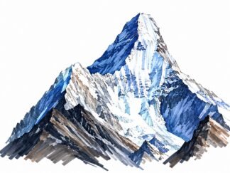 Original Ama Dablam Snow Peak, Nepal Drawing