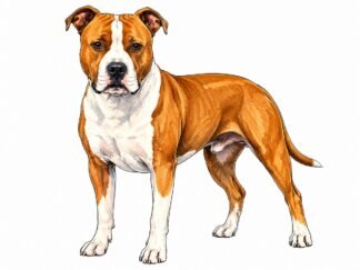 Original American Staffordshire Terrier Dog Drawing
