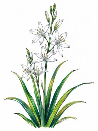 Original Anthericum Flower Drawing