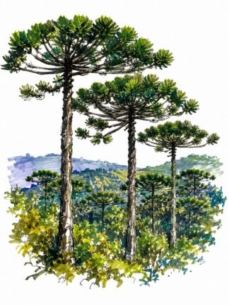Original Araucaria Pine Trees Gramado Rio Grande do Sul Brazil Drawing