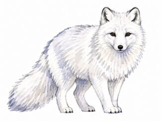 Original Arctic Fox Kit on Wrangel Island Russia Drawing