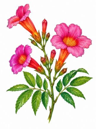 Original Ashleaved Trumpetflower Drawing