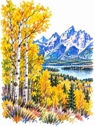 Original Aspens in Marble Colorado USA Drawing