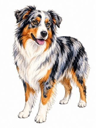 Original Australian Shepherd Dog Drawing