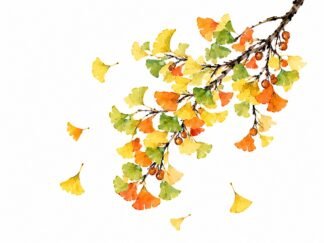 Original Autumn Ginkgo Branch Drawing