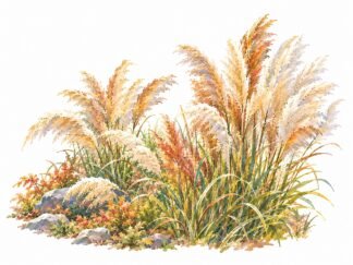 Original Autumn Pampas Grass Drawing