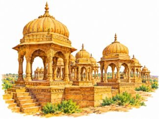 Original Bada Bagh Complex in Jaisalmer Rajasthan India Drawing