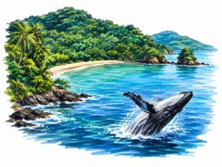 Original Ballena Marine National Park Costa Rica Drawing