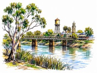 Original Balranald New South Wales Australia Drawing