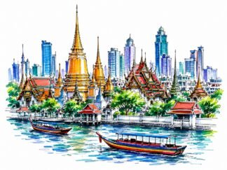 Original Bangkok Thailand Drawing