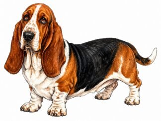 Original Basset Hound Dog Drawing