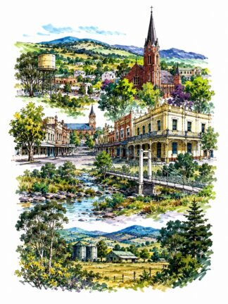 Original Bega New South Wales Australia Drawing