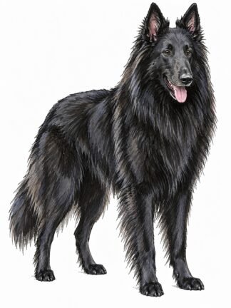 Original Belgian Shepherd Groenendae Dog Drawing