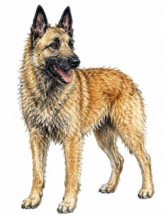 Original Belgian Shepherd Dog Laekenois Dog Drawing