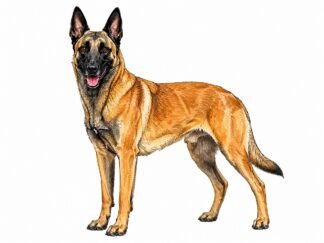 Original Belgian Shepherd Dog Malinois Dog Drawing