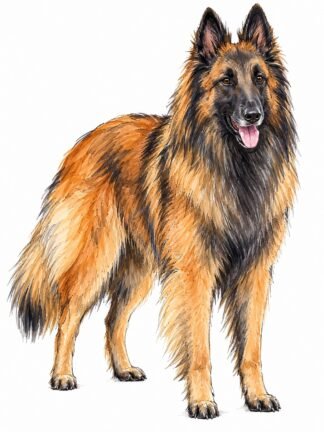 Original Belgian Shepherd Dog Tervueren Dog Drawing
