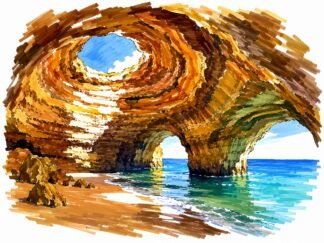 Original Benagil Cave Portugal Drawing