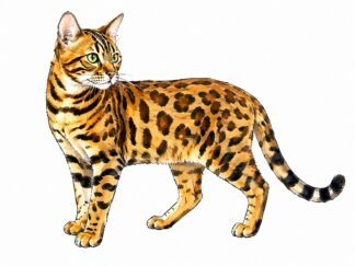Original Bengal Cat Drawing