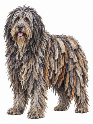 Original Bergamasco Shepherd Dog Drawing