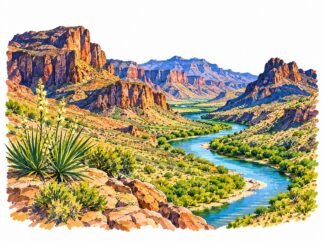 Original Big Bend National Park USA Drawing