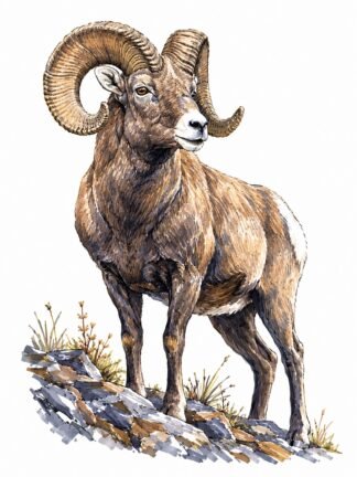 Original Bighorn Sheep Kananaskis Country Canada Drawing