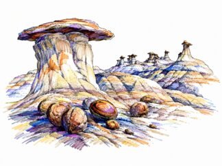 Original Bisti Badlands Concretions New Mexico USA Drawing