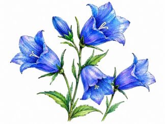 Original Blue Bellflower Drawing