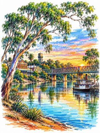 Original Bourke New South Wales Australia Drawing