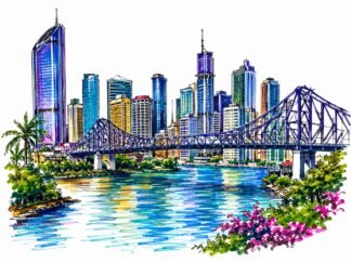 Original Brisbane Australia Drawing