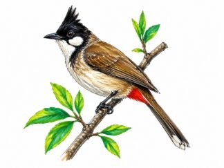 Original Bulbul Bird Drawing