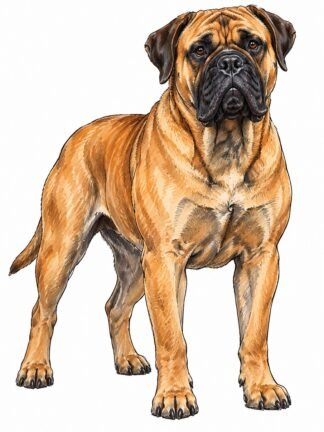 Original Bullmastiff Dog Drawing