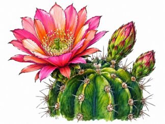 Original Cactus Flower Drawing