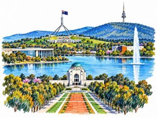 Original Canberra Australia Drawing