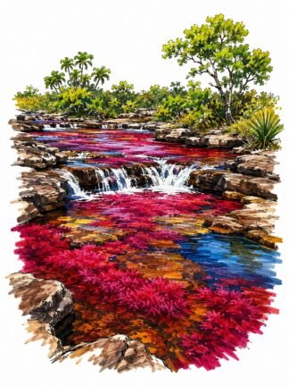 Original Cano Cristales River Colombia Drawing