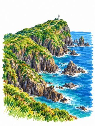 Original Cape Togenkyo Miyazaki Japan Drawing