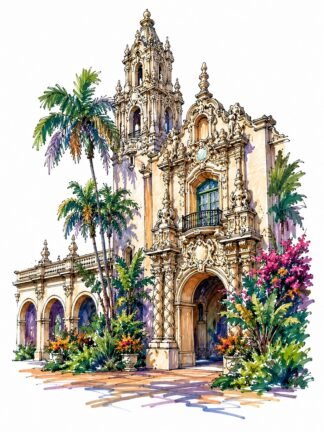 Original Casa del Prado Balboa Park San Diego USA Drawing