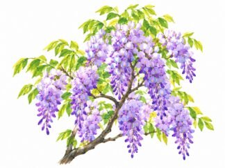 Original Cascading Wisteria Drawing