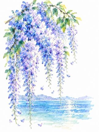 Original Cascading Wisteria by Shimmering Waters Drawing