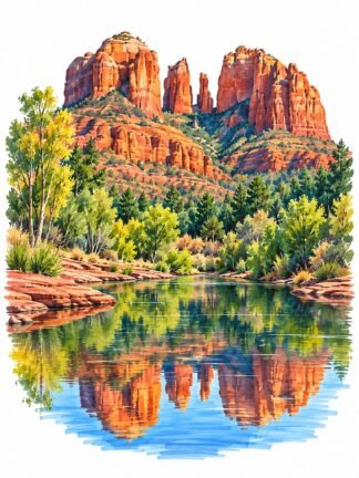 Original Cathedral Rock Sedona Arizona USA Drawing